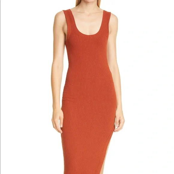 ALIX NYC Palma ribbed tank dress in rust - Picture 2 of 6
